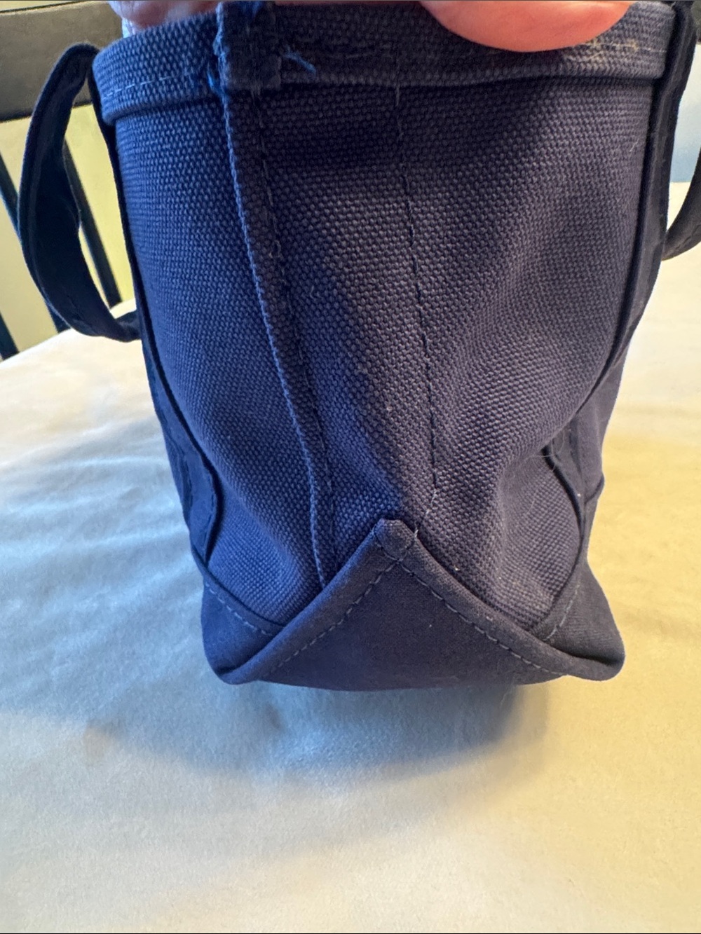 Rare! LL Bean Boat and Tote Navy Canvas Mini Tote Bag with Snowman Embroidery - Picture 5 of 12